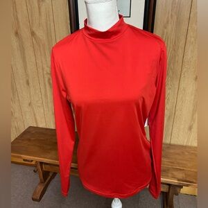 NWT New York & Company Red Mock Neck Long Sleeve Top Size L